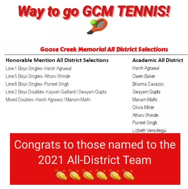 GCMTennisTeam's tweet photo. Way to go #GCM Tennis! #gcGIANTS https://t.co/ElQsfCa3WS