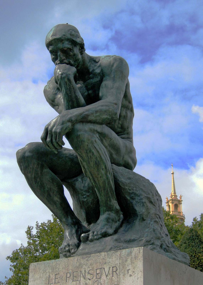 BlitzGenerative's tweet photo. I realized why I love this piece so much. It reminds me of The Thinker by Auguste Rodin https://t.co/WXVps2lJj8