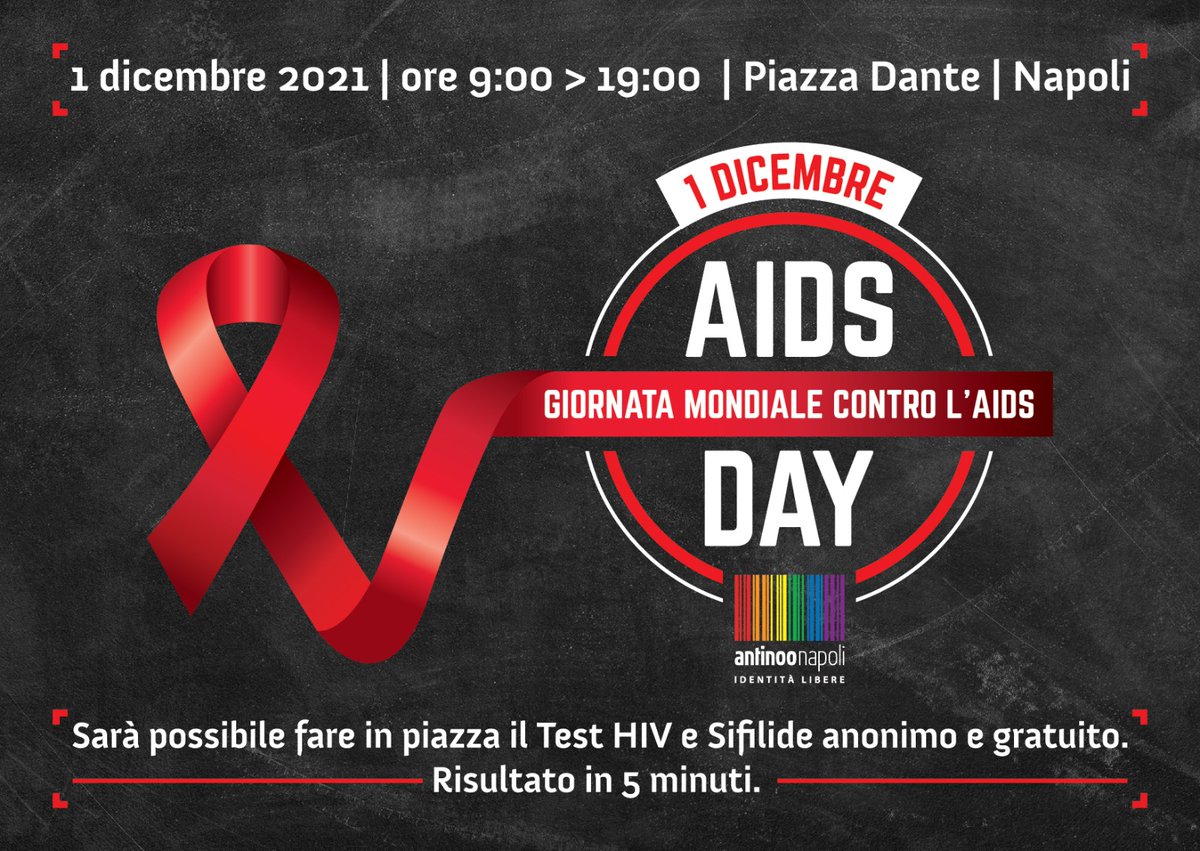 PRIMO DICEMBRE, GIORNATA INTERNAZIONALE DI LOTTA ALL’AIDS: NAPOLI, PIAZZA DANTE, TEST HIV E SIFILIDE RAPIDI E GRATUITI CON ANTINOO ARCIGAY NAPOLI E OSPEDALE COTUGNO.
#Hiv #Aids #WAD2021 #aidsday