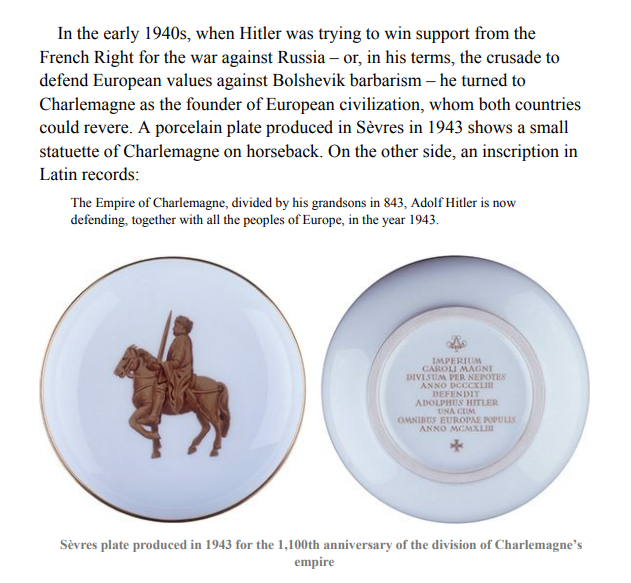WolfgangHutter2's tweet photo. A French commemorative plate for the 1100th year anniversary of the division of Charlemagne's empire in 1943. https://t.co/lJ6NYz5SjB
