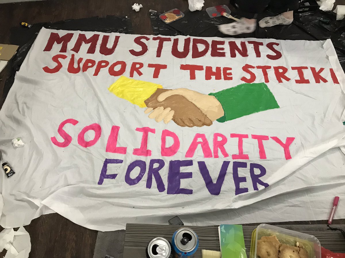 MMUs4s's tweet photo. Look out for our banner at the pickets tomorrow. Solidarity with the UCU! ✊ https://t.co/zUfs5yADBu