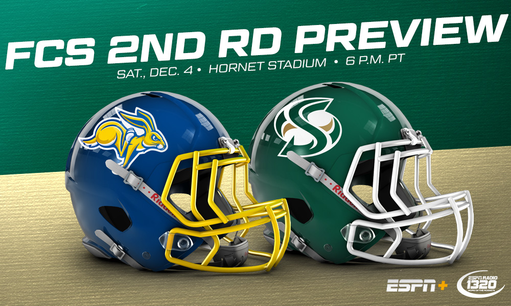 SacHornetsFB's tweet photo. PREVIEW | The second round of the FCS Playoffs is coming to Hornet Stadium this Saturday. Read this week's game notes prior to the fourth-seeded Hornets facing South Dakota State. https://t.co/rOKf2fRHjY https://t.co/FYc6e1lfWc
