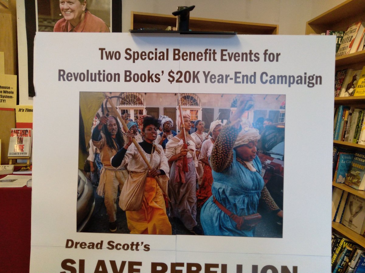 RevBooksNYC's tweet photo. Artists #DreadScott: "Instead of studying  great enslavers George Washington &amp; Thomas Jefferson when they talk about freedom, we should be studying people who were actually trying to get free from a system of enslavement." Meet Dread Friday, 7 @RevBooksNYC https://t.co/5aZN1mjaJF https://t.co/NClrYJ1QEe