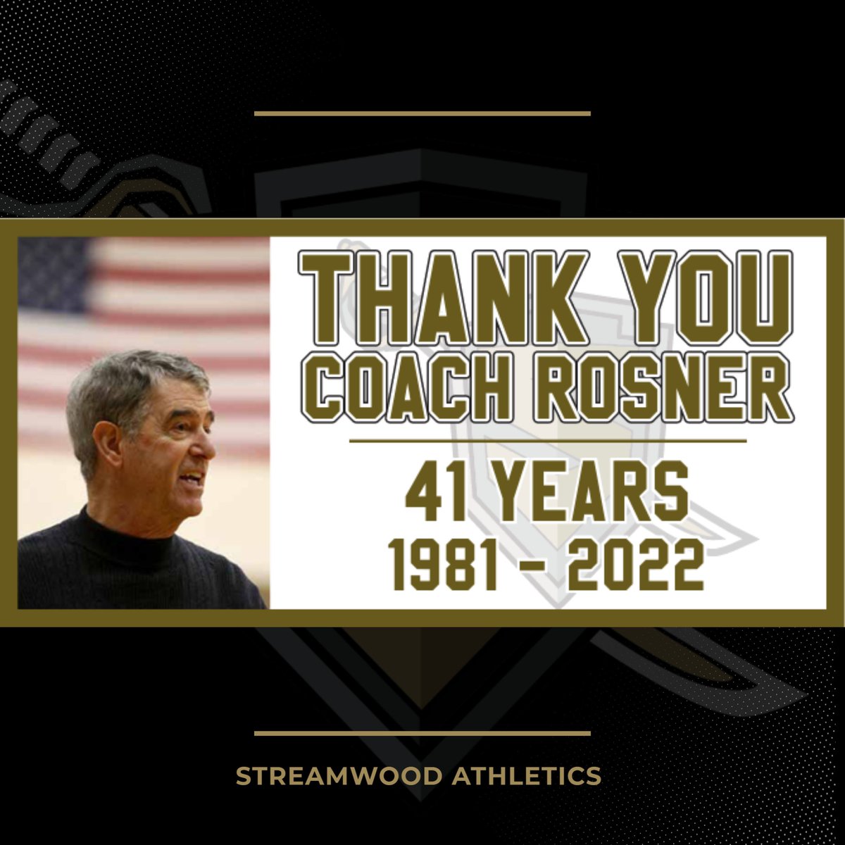 SabresAD's tweet photo. Congratulations Coach Rosner on your 41st and final season!  Enjoy YOUR night tonight!  Let's go, @SabreGirlsHoops!! https://t.co/Lx5IJcfsCU
