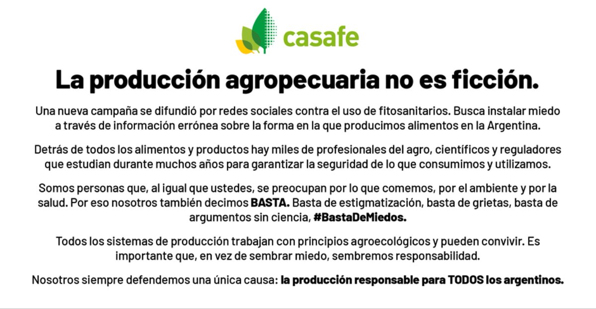 La producción agropecuaria no es ficción #BastaDeMiedos