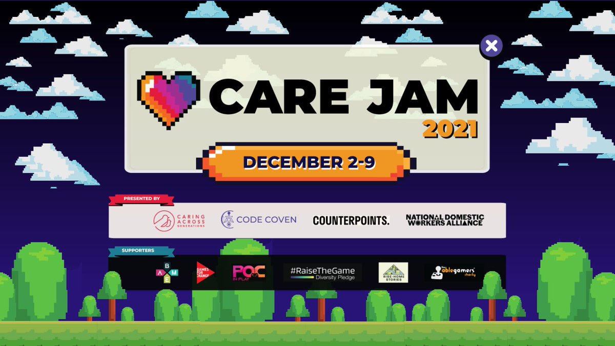 airshipcms's tweet photo. Register now for #CareJam2021! A 7-day game jam bringing together creators and people with lived experience with care to develop new gaming concepts that help us reimagine a world where care is collective, visible and valued. Learn more: https://t.co/e9ynU2kHOa https://t.co/tvAoI9UQhA