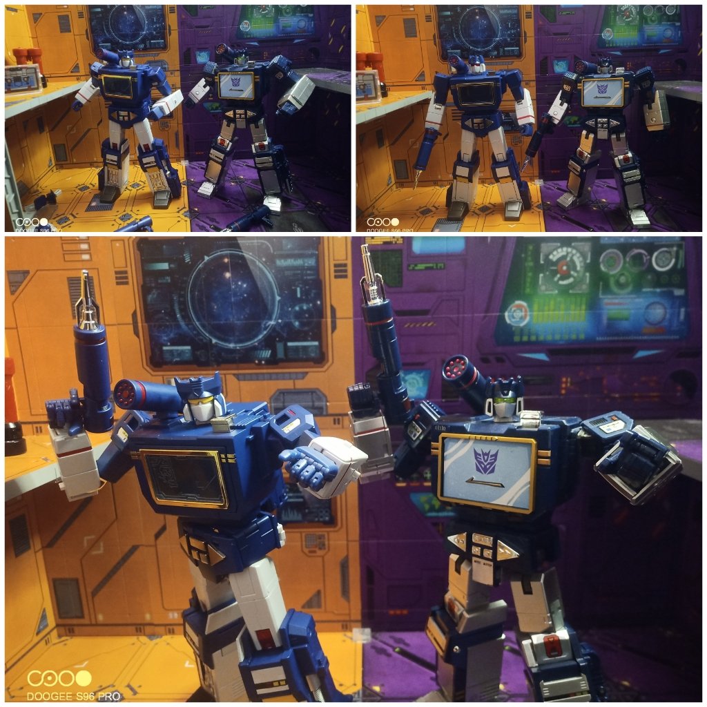Kureigu8's tweet photo. And for comparison. #transformers #masterpiece #robotparadise #fanstoys #acousticwave #fibrir #cassettron #accesories #toydecor #g1 #soundwave #frenzy #cassettebot #toys #toystagram #toysaremydrug #toycollector #toyphotography https://t.co/mIL4x7YOKs