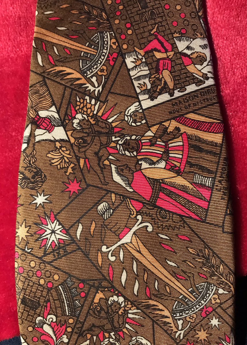 PMFontana's tweet photo. Teaching EVERYMAN so I trotted out the #tarot tie! #PamelaColmanSmith doesn’t always get the credit for creating the @TarotRiderWaite deck! #paulsties #tiestory #destinyorfreewill #tarot #everyman #moralityplay https://t.co/WmGnpgOKbw