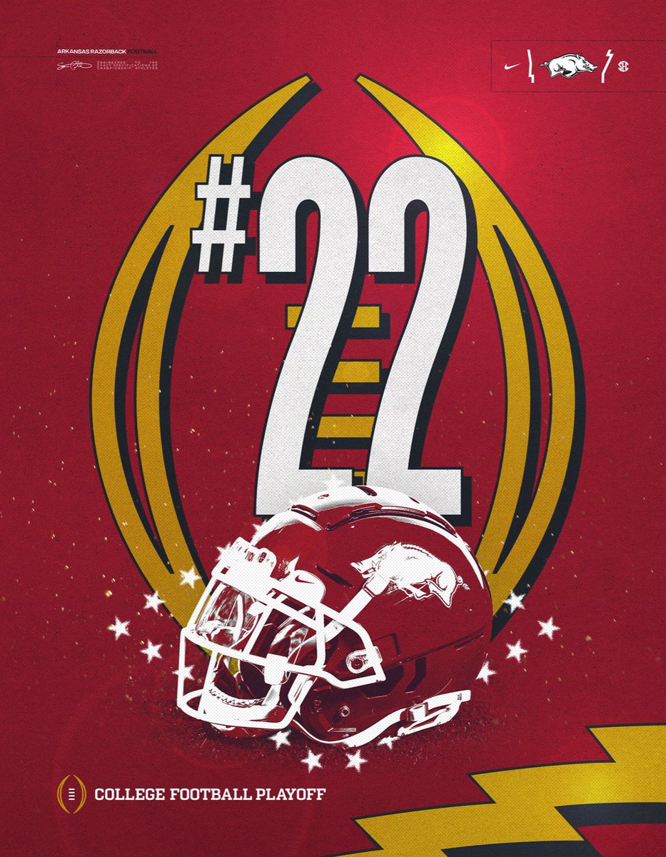 RazorbackFB's tweet photo. Making moves ⬆️ in the #CFBPlayoff rankings. https://t.co/09jscUXNoN