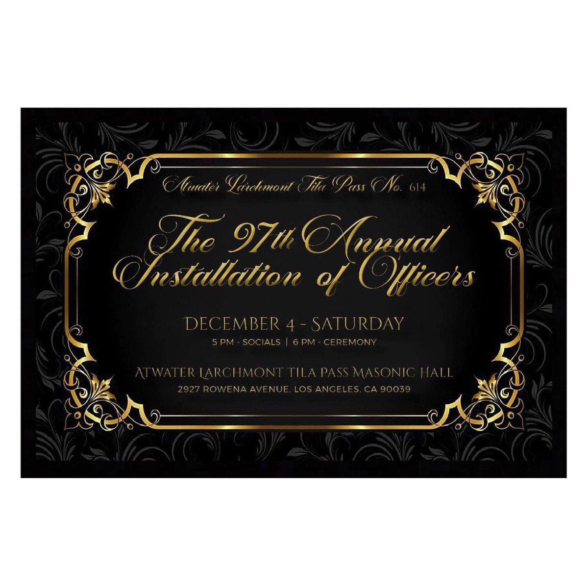 Altp614Masons's tweet photo. You are cordially invited! #altp614 #masonsofca #97thannualinstallationofofficers https://t.co/5uPu4hG6zB
