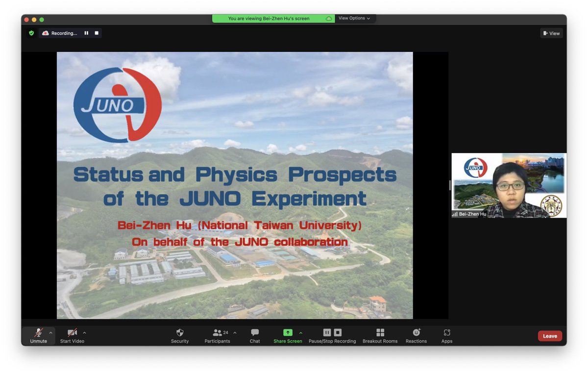 conhep's tweet photo. #COMHEP2021 Bei-Zhen Hu @q_nationaltaiwa on the #JUNO #Neutrino Observatory; news from #PROSPECT exp @ORNL by Diego Vanegas @UTKnoxville, Earth tomography with @DUNEScience by an old friend @yuberfpg @IPPP_Durham, low E interactions by Youssef Sarkis @icnunam. #WideSpectrum 2/3 https://t.co/q6BKg9WQdE