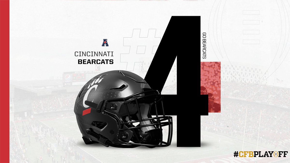 CFBPlayoff's tweet photo. November 3️⃣0️⃣ #CFBPlayoff Selection Committee Rankings 🏈🏆

4️⃣. Cincinnati // @GoBearcatsFB // #Bearcats https://t.co/puqLoX78MH