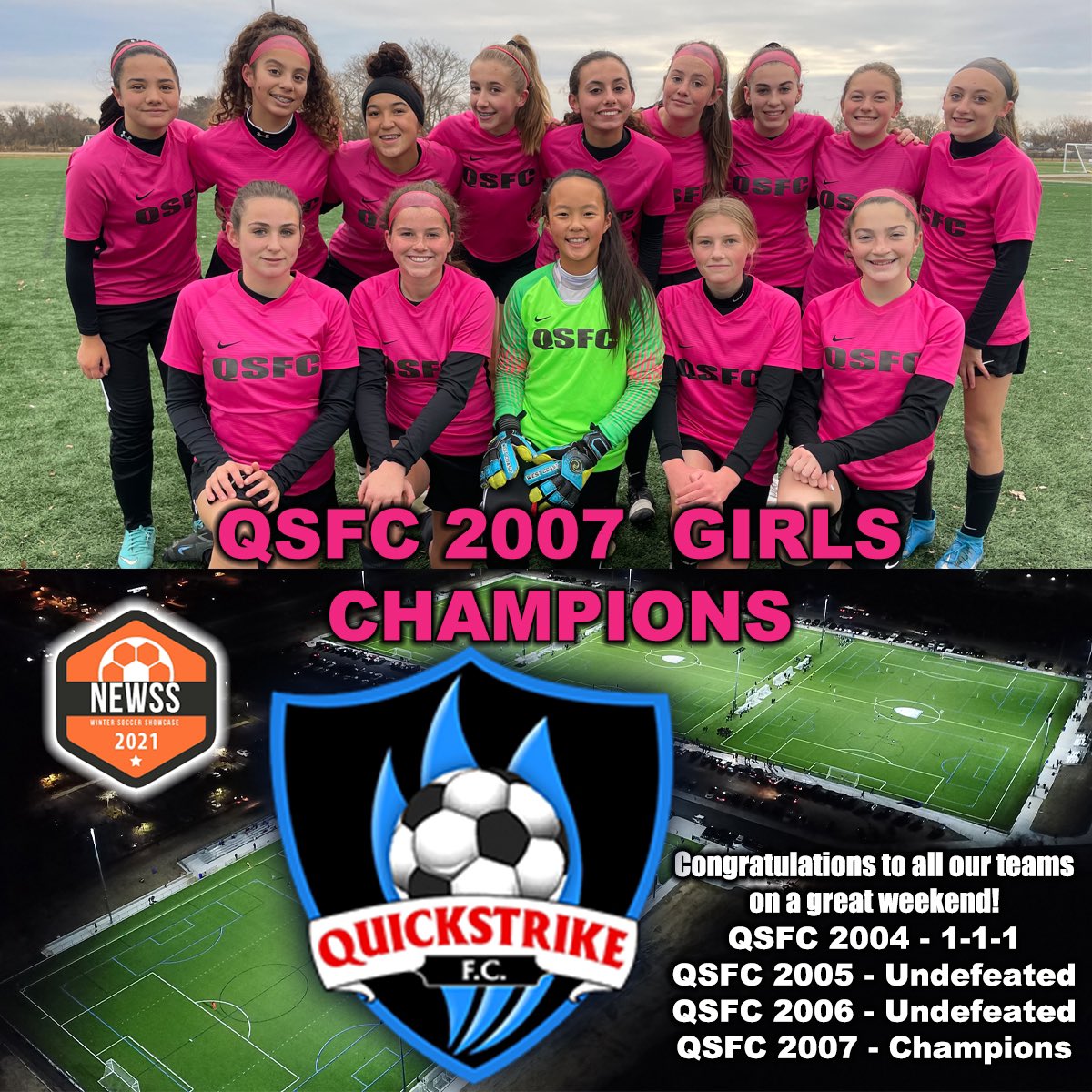 Quickstrike_FC's tweet photo. Congratulations to our QSFC 04/05/06/07 for going a combined 7W/1L/4T and having three undefeated teams! Thank you @longislandelitetournaments for having us!
#WeAreQSFC #showcase #famlytime https://t.co/GKxrEFiKsm