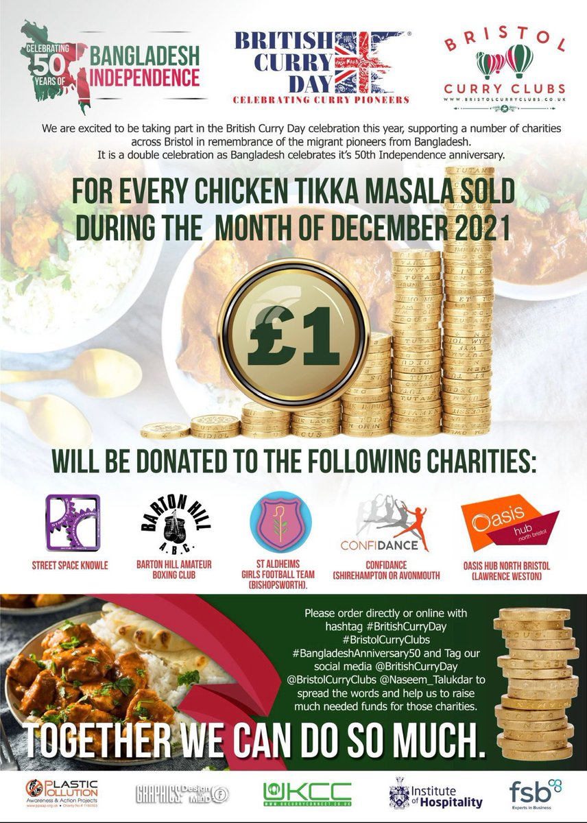 @votedannorris Today we celebrate <a href="/BritishCurryDay/">British Curry Day</a> - in the memory of the Bangladeshi migrants/forefathers (Curry pioneers) We will be donating £1 for every Chi Tikka Massalla sold during the month of Dec 2021 in partnership with  @ppaap_ - Would you please share your fav curry ?