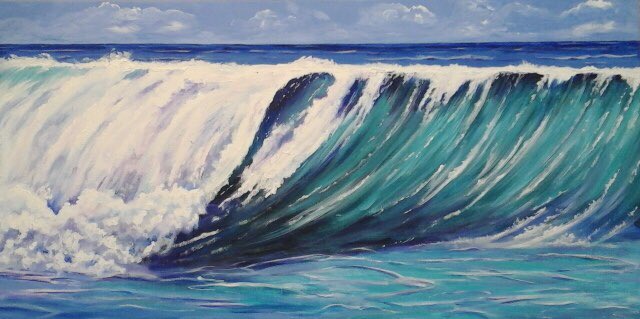 Three great WAVE artists on the right, a landscape by Melaney Robbins, next a black and white sky scape by Stephanie Sutton and a scary big wave on our lake by Gayle Halliwell. #interlakeartists on the #waveartistsstudiotour, check out our holiday info on our WAVE website.