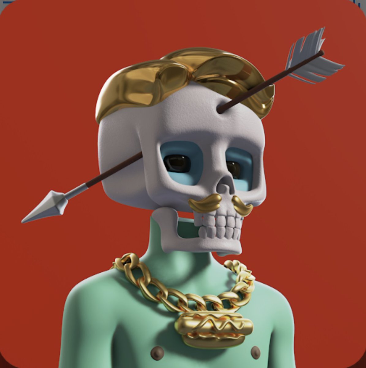 ihaveapwner's tweet photo. 💰 Gold Hat, Gold Mustache, Gold Necklace - Hell...all gold er' thang.

💀 This Skull Trooper by @DeadHeadsNFT is lit AF

👉 Which Gold Trait Is Your Favorite?

 #nftmint #nfts https://t.co/GPVLf1kBqC