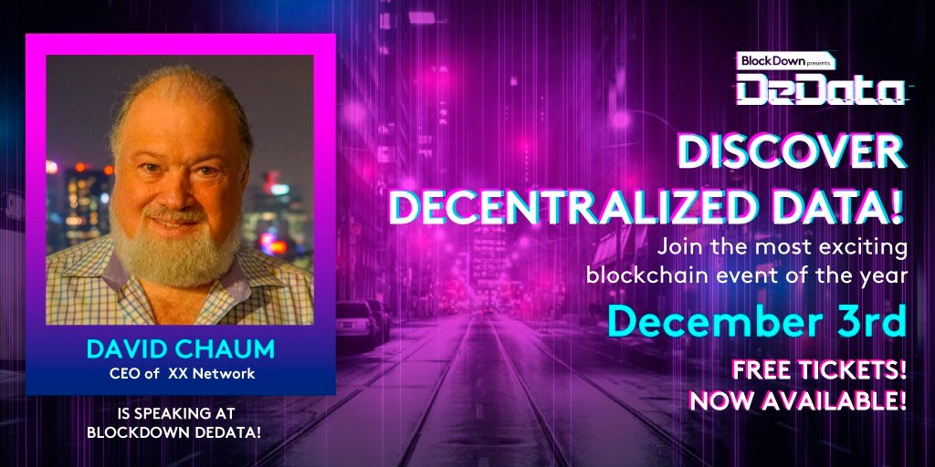xx_network's tweet photo. David speaking at the Decentralized Data event this Friday.

8:10-8:50 p.m. UTC Friday Dec 3rd.

Ed Snowden also talking.

Tickets here: https://t.co/UhMy4dBrKj https://t.co/HiWq6Iyhuu