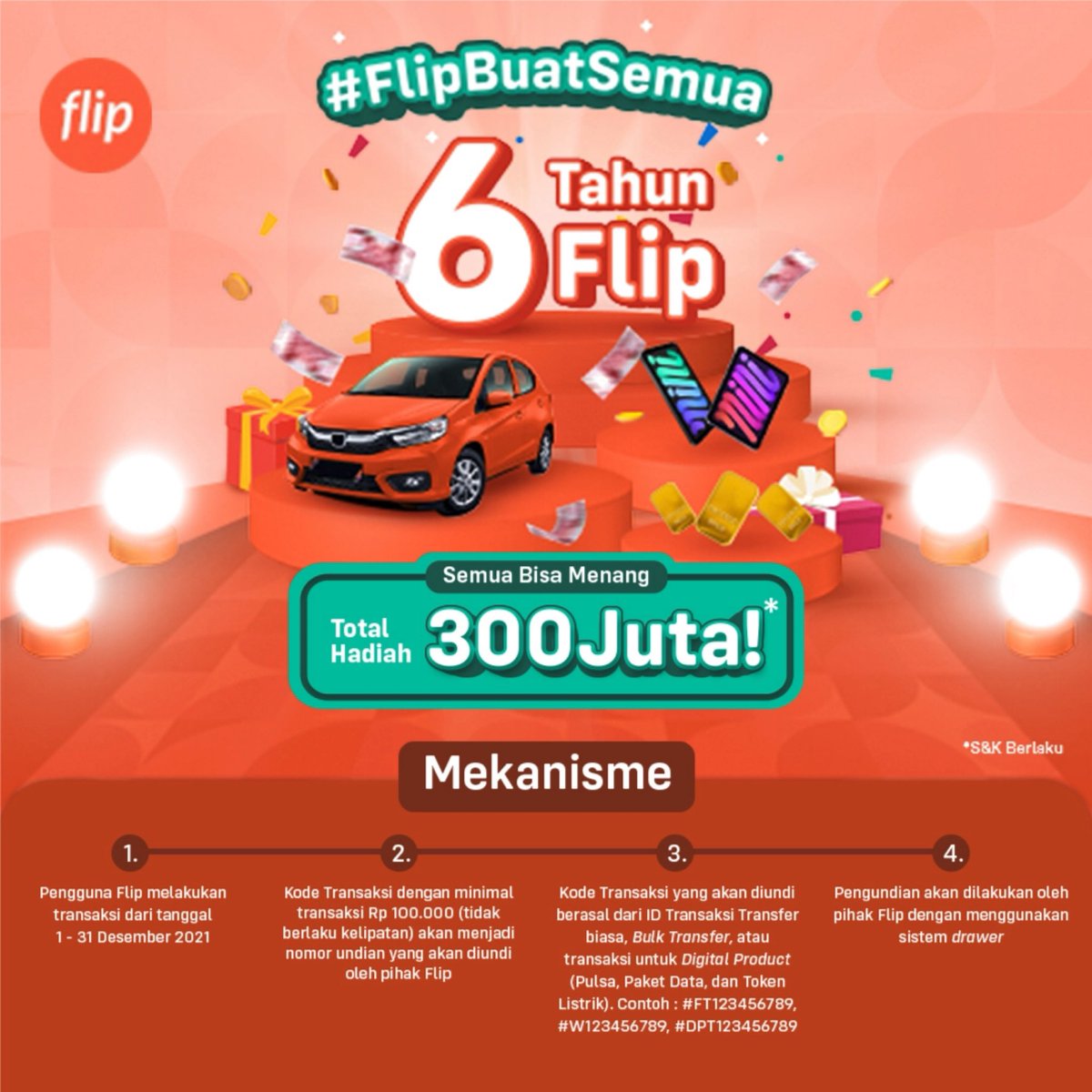 Mau yang mana Kak rencananya? 🥰

Apapun yang Kakak mau, bisa Kakak dapatkan dengan cara yang mudaaaaaaaah banget.

Pastikan lakukan beberapa hal ini ya, salah satunya adalah memfollow akun Instagram, Twitter, dan TikTok <a href="/flip_id/">Flip - Semua Bisa Transfer Gratis</a>