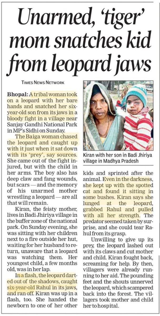 mvmeet's tweet photo. This woman fought with a leopard with bare hands and saved her six-year-old son from its jaws

Woman's name is Kiran &amp; this happened in Madhya Pradesh

Salutes to this 'Nari' https://t.co/l1xC33ar5Y