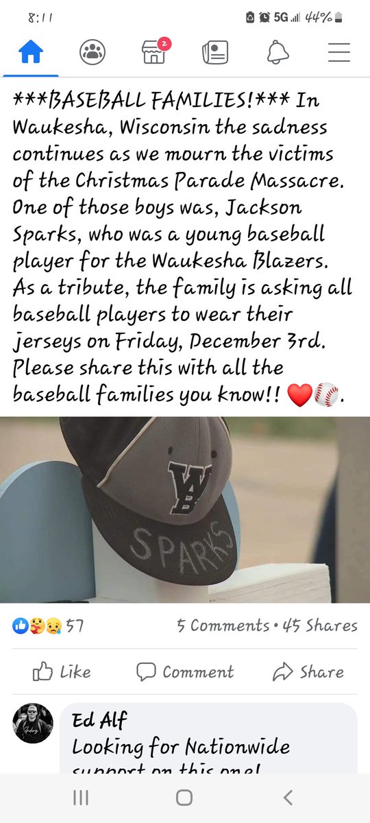 tleplus3's tweet photo. PSA...in tribute to one of the kids whose life was taken in the parade tragedy. Wear your baseball jerseys on Friday the 3rd. https://t.co/6aRQcU3UEi