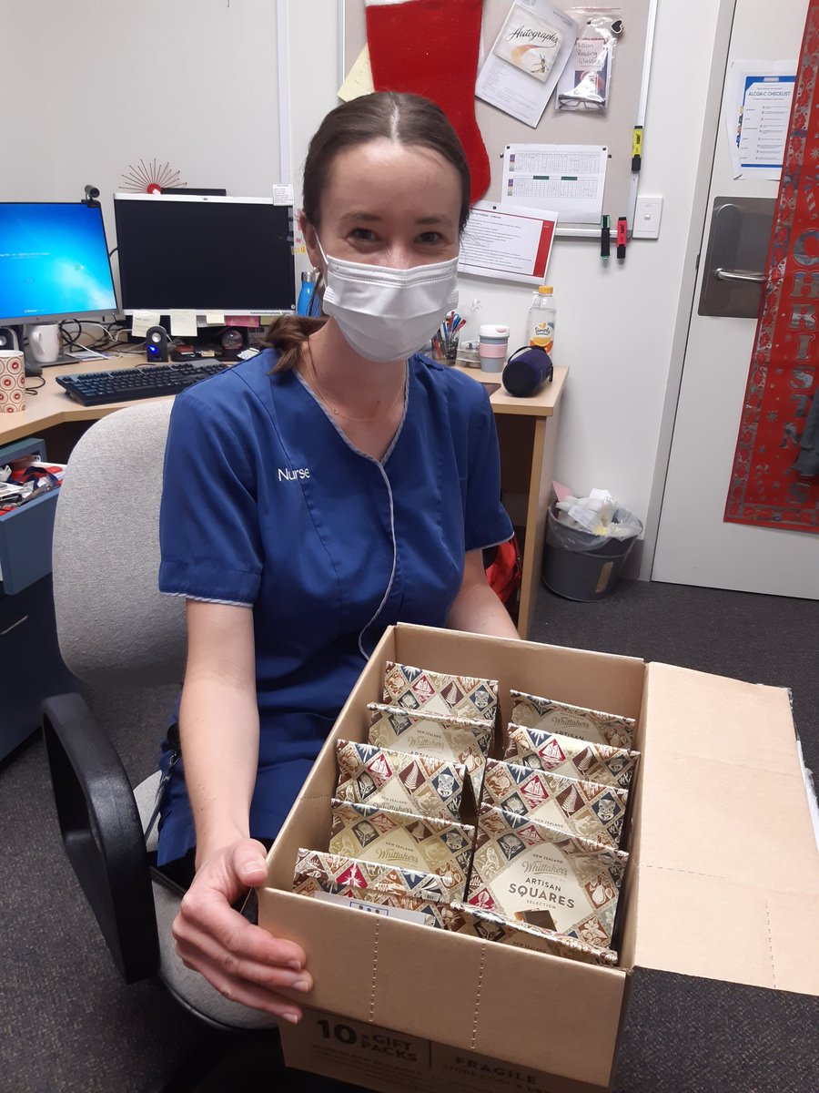 An early Christmas delivery from <a href="/TEAMtrialICU/">TEAM</a> <a href="/chodgsonANZICRC/">Prof Carol Hodgson</a> <a href="/sally_hurford/">Sally Hurford</a> Don't worry, we will share with the team <a href="/AucklandCVICU/">CVICU 💙</a> who have all been terrific supporting the study. Great work <a href="/CVICUResearch/">CVICU Research</a>  Thank you 😊