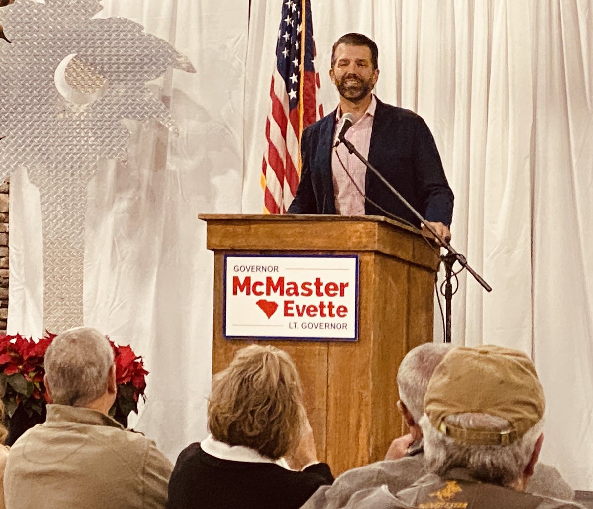 TaylorSCHouse's tweet photo. Donald Trump Jr. headlined tonight’s campaign fundraiser for Gov. Henry McMaster. A large crowd gathered at the Wild Turkey Federation shooting range for sport shooting and an evening reception. Trump Jr. is better labeled “Dead Eye” for his nearly perfect shooting skills. https://t.co/rXXdODrjC6