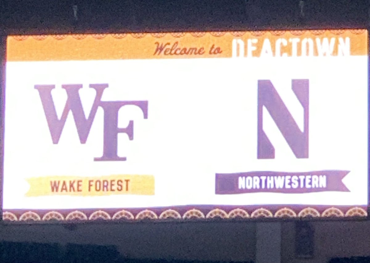 DaveEanet's tweet photo. First true road game for @NUMensBball tonight in “Deactown” Winston-Salem vs Wake Forest. Cats seek 5th W in last 7 in B1G-ACC Challenge.  Former Wildcat @NU_nate32 joins me for pregame @ 7:45 CT @WGNRadio, the WGN app, or the Varsity Network app from @Learfield #GoCats https://t.co/d4FWDpM9Kw