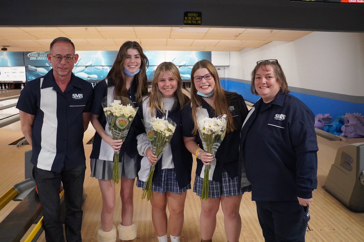 TurkeyAthletics's tweet photo. Tonight we celebrated our three senior bowlers, Ella Benitone, Regan Lewis, and Chloe Schwartz. Thank you for your dedication!! 🎳 🎉 #turkeynation https://t.co/OnDFDRZqmf