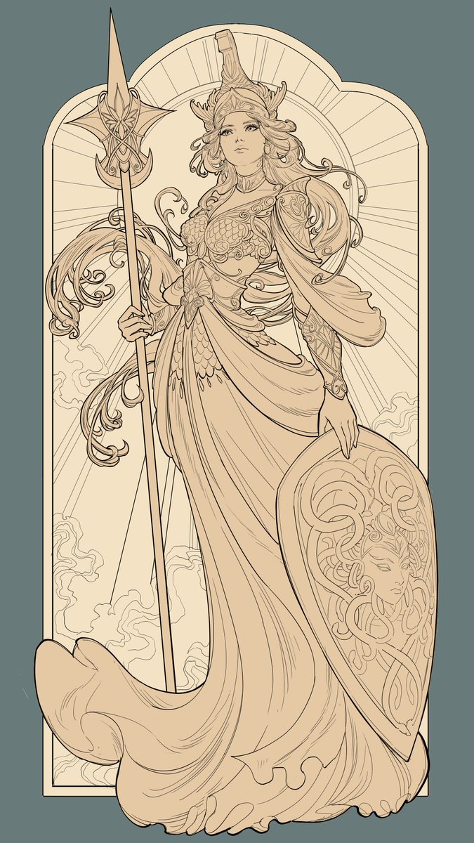 yangtianli's tweet photo. Goddess Athena, old work done for style exploration for IGG's game 'Mythic Heroes'. https://t.co/XCZTGgFfhQ