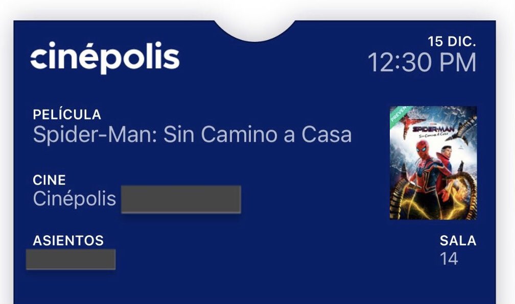 TheMikeHunter1's tweet photo. Lo logramos genteeeee!!
#SpiderManNoWayHome  #Cinepolis me decepcionaste al principio pero me hiciste feliz al final 😝 https://t.co/6BZXF1luhJ
