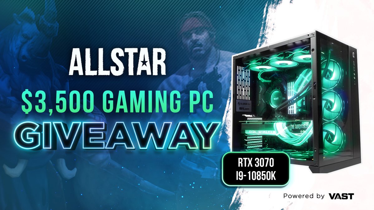 PlayShareStar's tweet photo. 🚨 We are partnering with @VastGG giving away a 🔥FIRE🔥 $3,500 RTX 3070 | I9 - 10850K gaming PC to one lucky Allstar content creator!!🚨 
🔁 RT &amp; Tag 2 of your friends!
Ends Dec 13th, at 11:59 pm pst.
👇 Enter to WIN!! 
https://t.co/oWZxBANGAT
#gamingpc #giveaway #csgo #dota2 https://t.co/T6cMEPhLlv