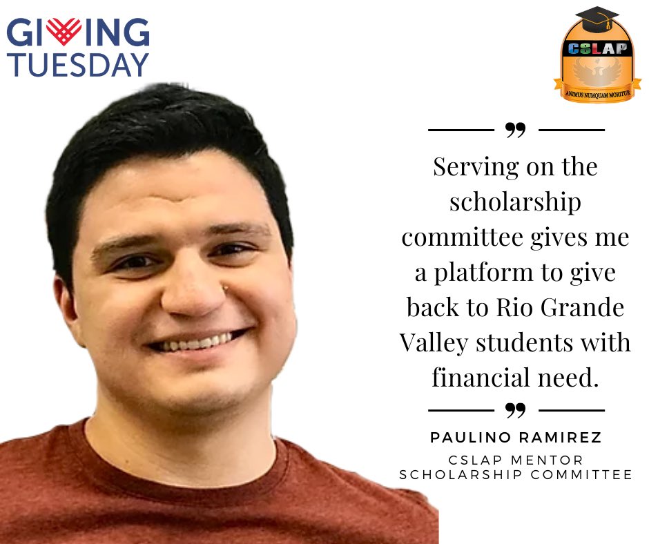 PaulRamirez42's tweet photo. For Giving Tuesday, please consider making a donation to College Scholarship Access Program (CSLAP), the nonprofit organization I work with. Our work increases college enrollment and retention rates in Hidalgo County, Texas. https://t.co/dplcoxbbeI
 https://t.co/aV4lD3yFKf https://t.co/UUj3sWCDmq