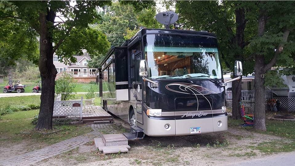 This is a photo of my wife an I's Motorcoach while in a Campground in Minnesota. We live full time in our Motorcoach and travel the United States from Campground to Campground, but mostly North for the cooler part of the Summer and then South for the warmer weather in the Winter. https://t.co/ktXLUSMMzZ
