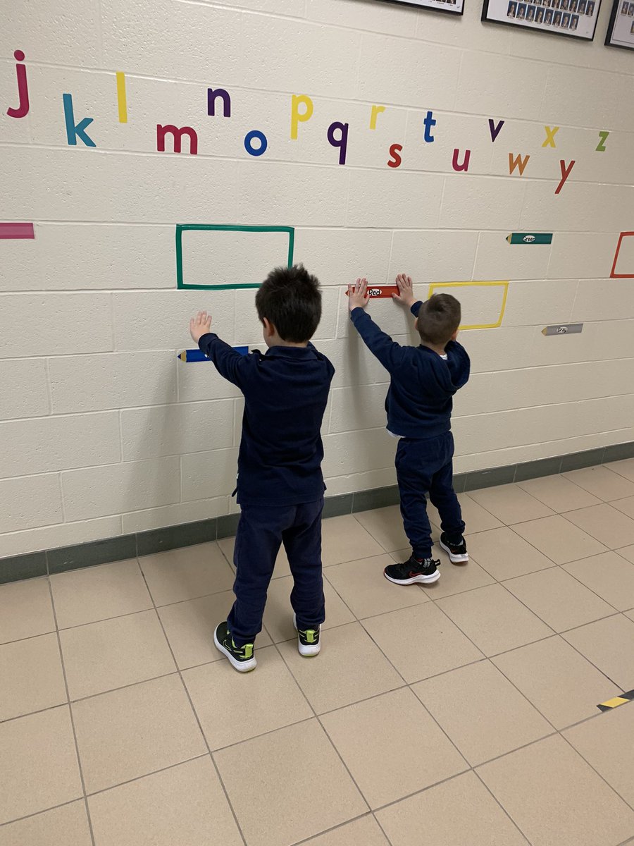 StaffieriMonica's tweet photo. Using our calming hallway for hard work, movement and learning! Counting numbers, finding shapes and colours, saying our abc’s,  doing some wall push ups, and checking our zones! @smy_nobleton @YCDSB @DomenicScuglia @ONTSpecialNeeds @AutismONT @LDA_YR https://t.co/zdRgdqFx0k