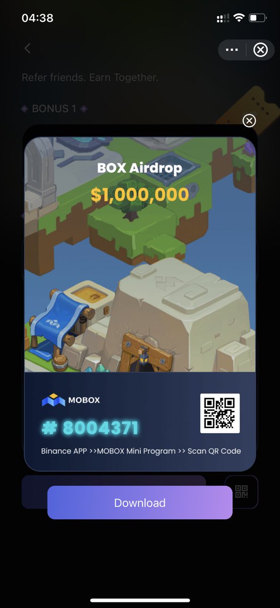 #Binance   ücretsiz nft ve #mbox #airdrobu yapıyormuş.
Telefon uygulamasında ana ekranı yukarıdan aşağıya çekin ve daha sonrasında gelen bu ekranda Mobox 'a tıklayın
Sonra sol alttaki butona basıp Ticket bölmesine tıklayın
Id No yerine: 8004371 yazıp 1 ticket kazanabilirsin