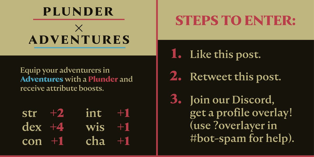 plunderonavax's tweet photo. Adventures is almost here, get a head start with a Plunder stat boost for free!

ENTRY STEPS:
1. Like, retweet this post
2. Get an AVAXRealms overlay and set it as your Twitter avatar!

Get your overlay in the Discord! Say ‘?overlayer’
https://t.co/hK0m5QhgwL

#AVAX #NFT #AVAXNFT https://t.co/UfEh1Cny8p