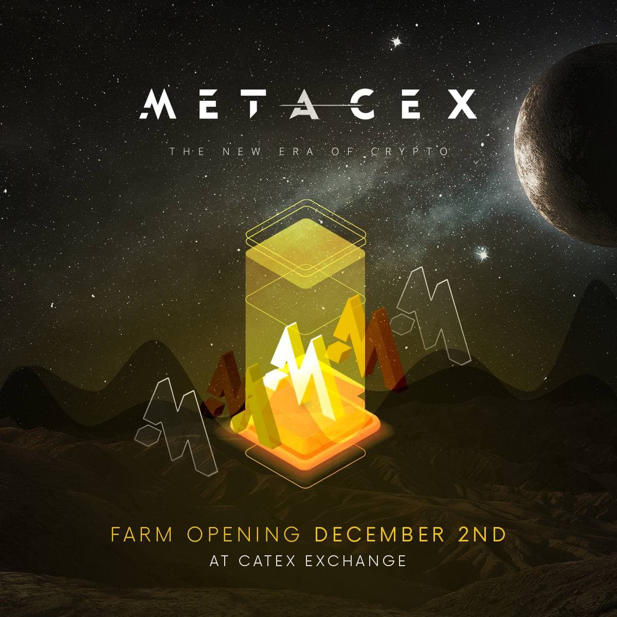MetaverseCex's tweet photo. We are 1 day away from opening the #MetaCex farm at Catex Exchange.

Get your LPs ready for some nice APY gains. 

Come join us for the countdown to opening at https://t.co/h1S8IUW97t 

#Metaverse #nft $starl $ufo $shib $doge $dxo #yieldfarm https://t.co/lihKV1Oxns