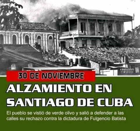 #MisVersosSonPara los héroes y martires del alzamiento de Santiago de  Cuba que un 30 nov hace 65añ,
se vistieron de verde olivo defendedieron su rechazo por la dictadura de Fulgencio Batista, impuesta por el Imperio de los EEUU.
#CubaViveEnSuHistoria
#DeZurdaTeam 🤝