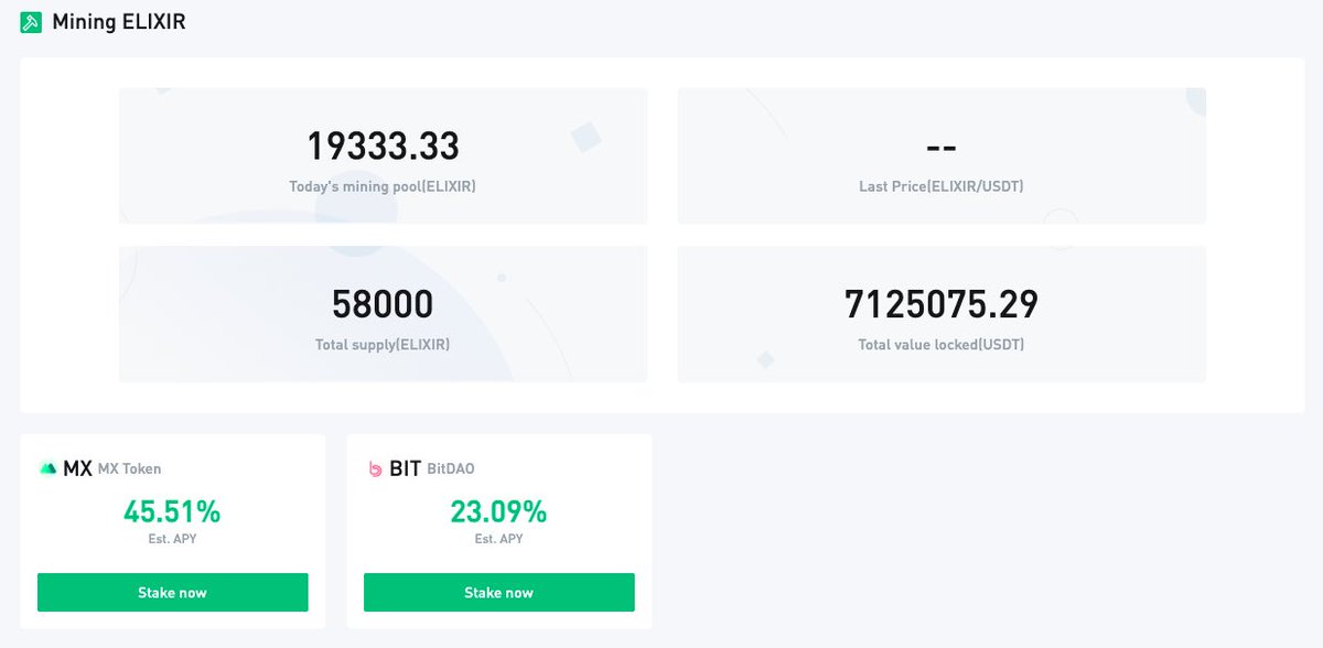 MEXC_Builders's tweet photo. 📈 MEXC will list $ELIXIR in the Innovation Zone under ELIXIR/USDT trading pair at 14:00 (UTC) today.
🔥$ELIXIR MX DeFi is on-going! Stake $MX or $BIT to earn yield on $ELIXIR ➡️ https://t.co/crFPm5Tugs
#MEXCGlobal #Starchi #MXDeFi #Staking https://t.co/USSM0J5DZ3