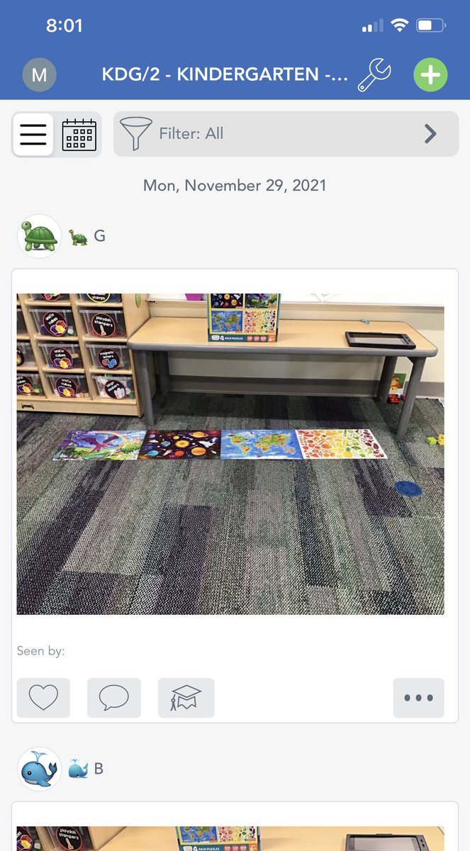 BrekkeMadison's tweet photo. “Mrs. Cox can I take a picture and show mom and dad all four puzzles we completed before we clean them up?!” Seesaw is one of my favorite tools! My kiddos are at the point this year if they have something to share they can record or take a picture independently! #ED527 #Kinder https://t.co/5G6UkHHBoY