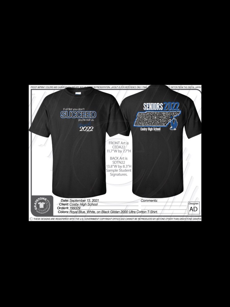 cosby_tn's tweet photo. This is the Senior class T-shirt design. Orders are past due but will be taken until noon tomorrow, Wednesday, December 1 https://t.co/qAECDkU5Sg