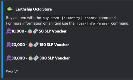EarthshipOcto's tweet photo. The opening of our own ESO store where our community can trade in their 🐙 (distributed daily to everyone and also to active chatters) for SLP, with more items to come... https://t.co/7J1Rbkimdn