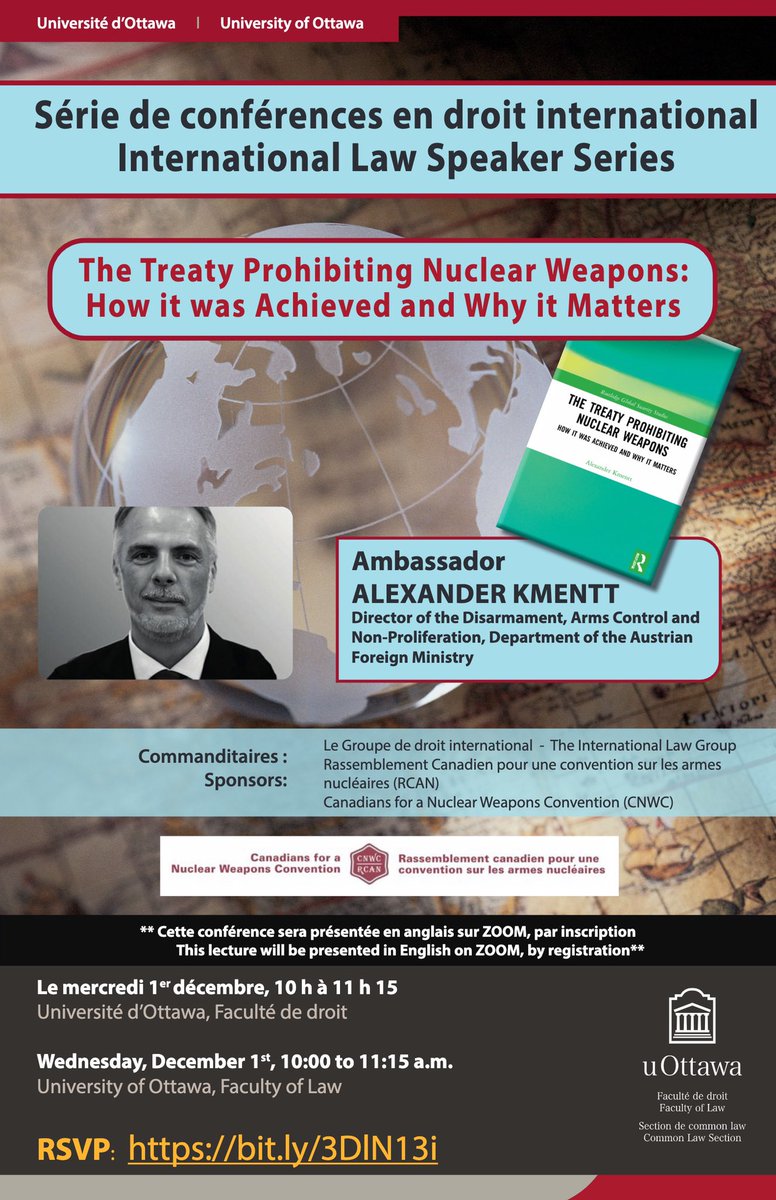 H_Soloway_Chair's tweet photo. **HAPPENING TOMORROW:**

Ambassador @alexanderkmentt , Director of Disarmament, Arms Control and Non-Proliferation, Department of the Austrian Foreign Ministry, discusses his book entitled "The Treaty Prohibiting Nuclear Weapons: How it was Achieved and Why it Matters" https://t.co/ZAQDHvVqNO