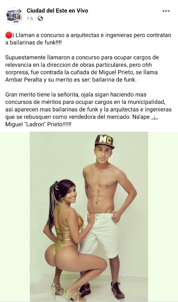 Ciudad del Este Noticias (@cdenoticiaspy) on Twitter photo Que grande <a href="/MiguelPrietoCDE/">Miguel Prieto Vallejos</a>
Llaman a concurso de Arquitectas e Ing. Pero ganá bailarina de Funck
Y la prensa capitalina mute, pero con bombos y platillos publicaron lo del "Concurso" verdad Que grande <a href="/MiguelPrietoCDE/">Miguel Prieto Vallejos</a>
Llaman a concurso de Arquitectas e Ing. Pero ganá bailarina de Funck
Y la prensa capitalina mute, pero con bombos y platillos publicaron lo del "Concurso" verdad