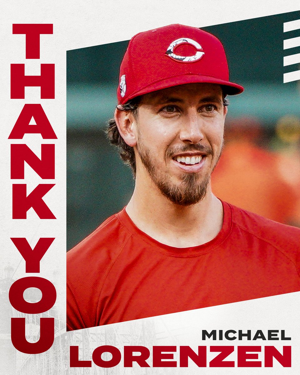 Reds's tweet photo. Thank you, Michael, for seven years of doing everything that was asked of you on the field and showing your unmatched support of the Cincinnati community off the field. Good luck to you and Cassi back home in Anaheim. https://t.co/XP6RNeRPgQ