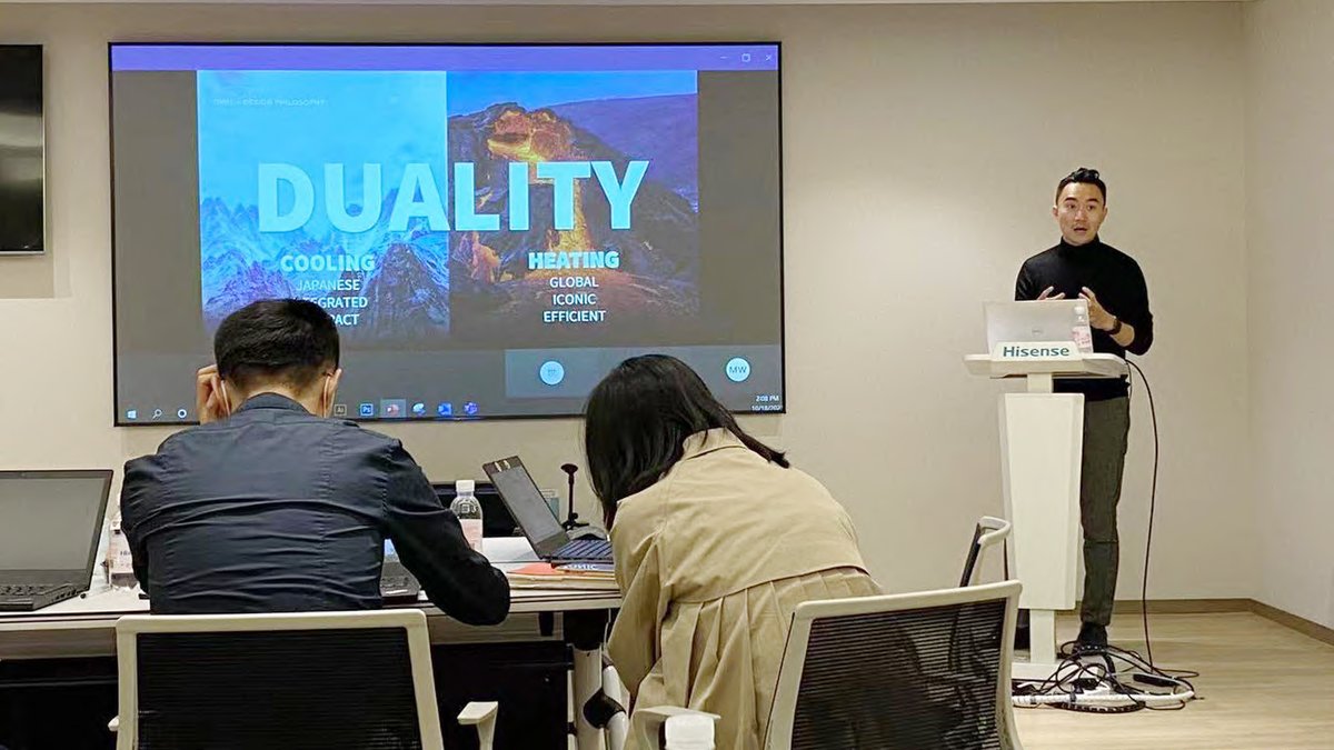 lawrencechu_com's tweet photo. Great to be part of this workshop with our partners at Hisense Hitachi in QingDao. Aligning on a global centralised #DesignStrategy is so important. Here I'm sharing the Duality Design Philosophy that guides our visual #BrandLanguage. https://t.co/IGZqE8GAaG