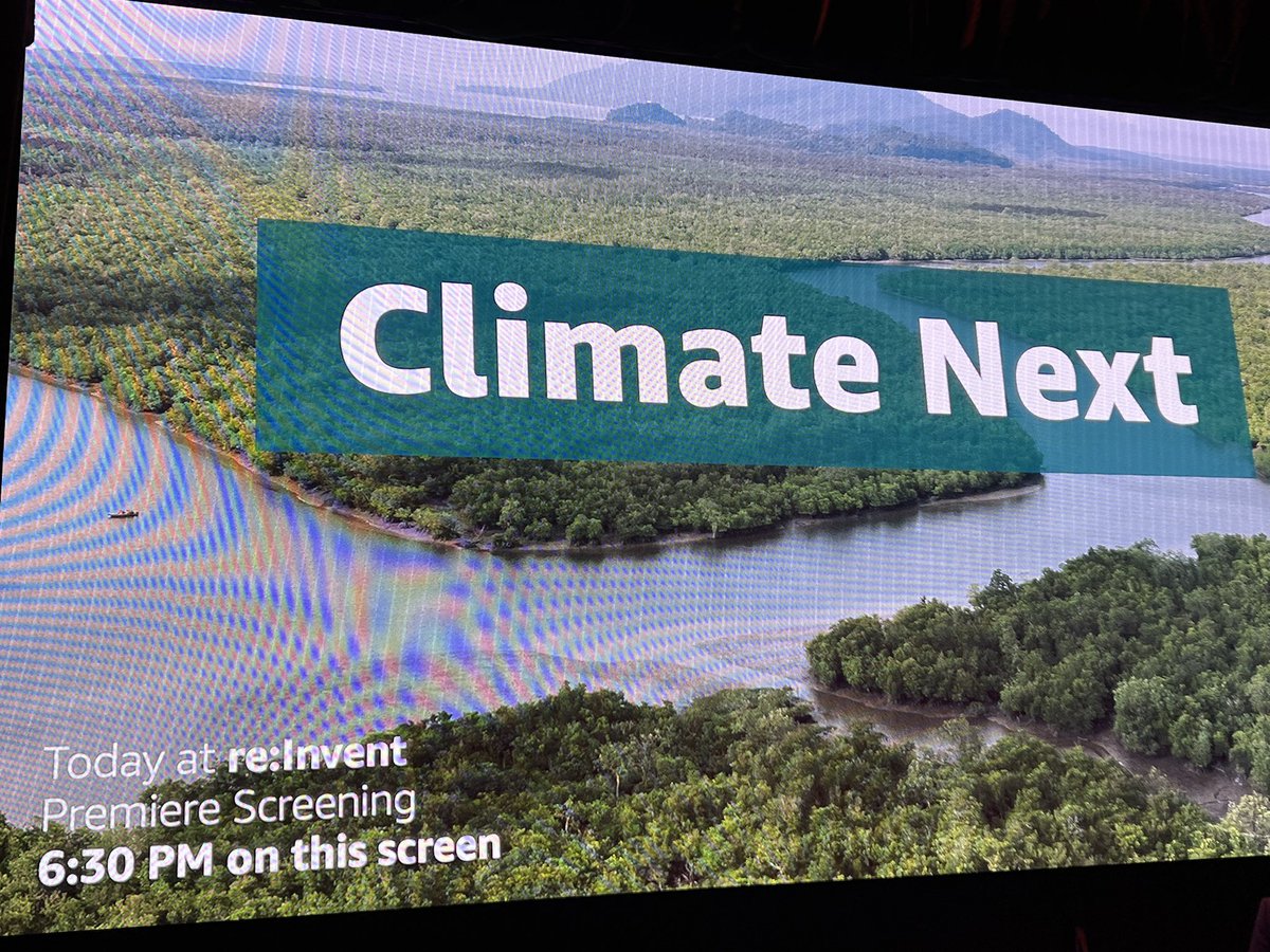 AWS_Nonprofits's tweet photo. Ready for a premiere? Stop by the #ClimateNext screening in Venetian Hall 2C to learn how #AWS cloud ☁️ is part of the solution to making our planet more sustainable. 🌍♻️🌱 #reInvent https://t.co/SPsHtQMfek