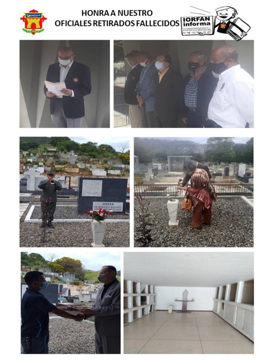 IORFAN1's tweet photo. 63° Aniversario del IORFAN.
Martes 23. Noviembre 2021.
Los Directivos, empleados y amigos del Instituto, acudieron al Panteón del Iorfan en el Cementerio General del Sur, para honrar a los Oficiales Retirados que descansan en ese camposanto.
Facebook: Iorfan Vzla https://t.co/a4DSecwxn2