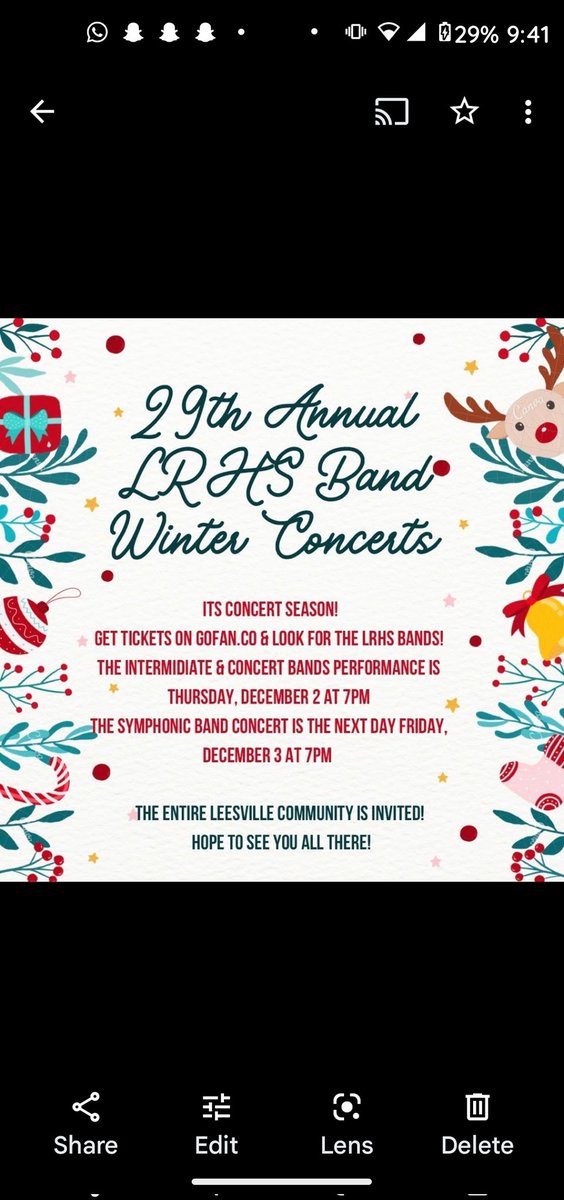 Come see The LRHS Intermidiate &amp; Concert Band this Thursday, &amp; Symphonic Band Friday! GoFan tickets will be posted soon for you all to be able to purchase tickets!