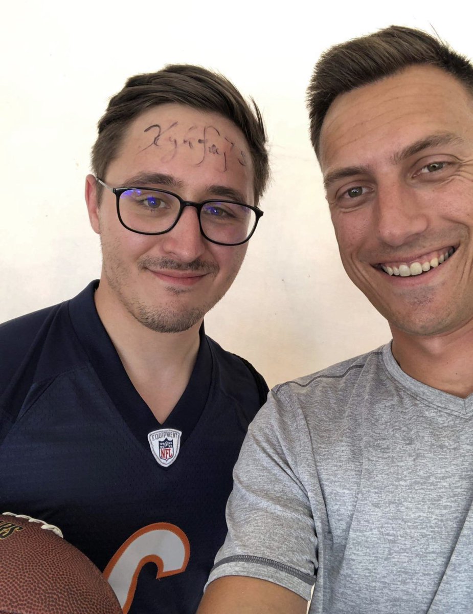 angrypolack's tweet photo. @AdamHoge @adamjahns sorry I’m late to the party, but congrats on #500! My favorite moment: listening to the live podcast at training camp in 2018 and Hoge asking to take a selfie when he saw my @Ky1eLong forehead autograph https://t.co/ZxQU6d1X7M